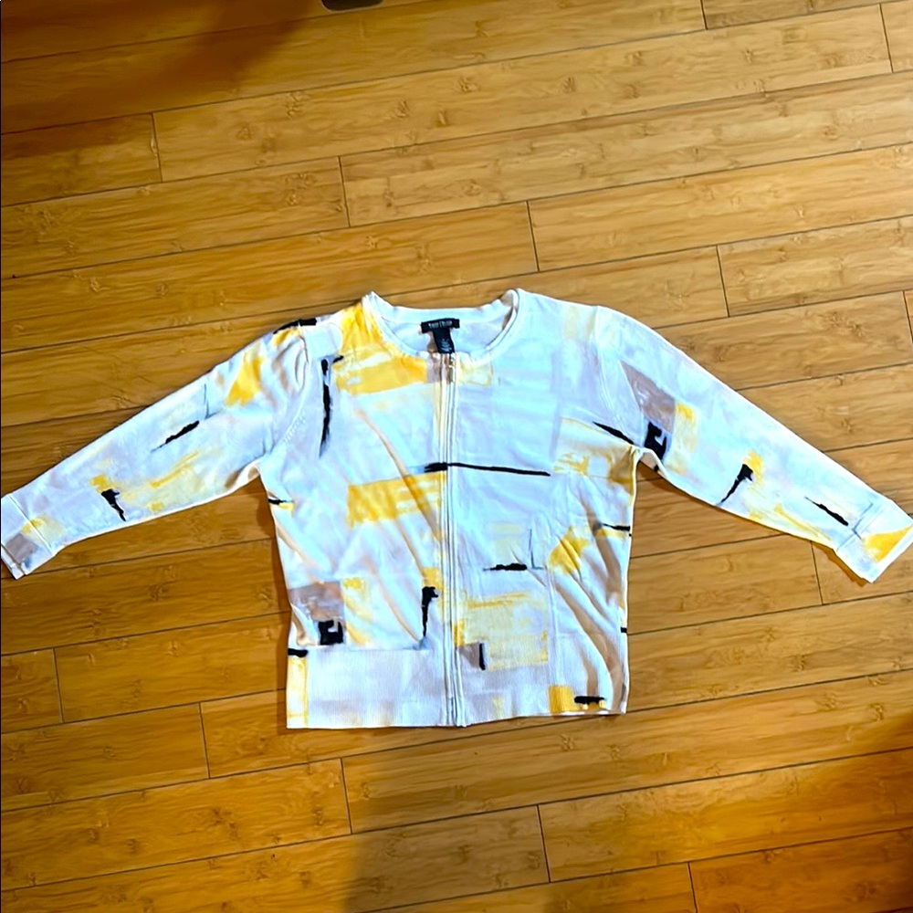 White House Black Market zippered abstract pattern cardigan  size Large